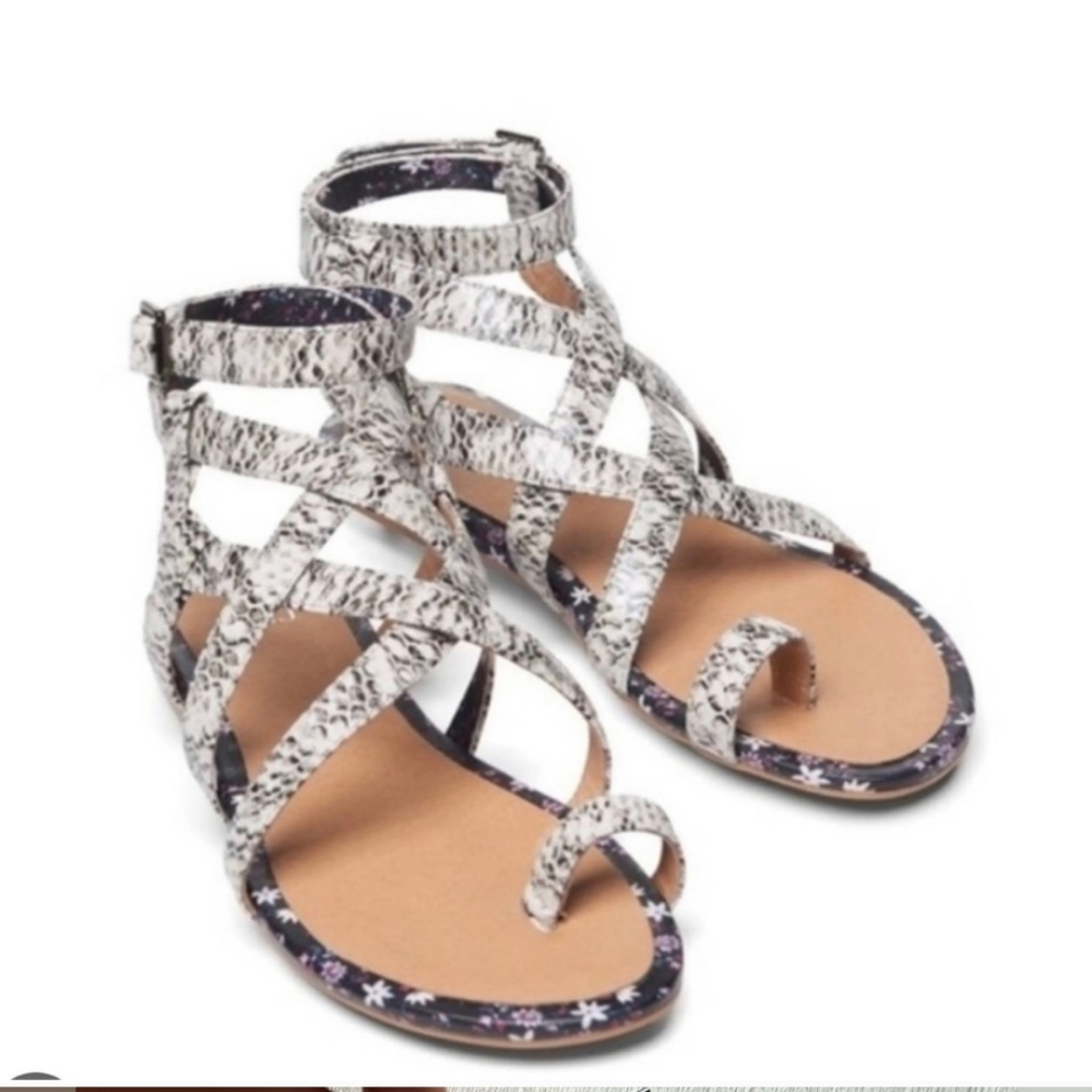 Cabi Athena Leather Python Gladiator Sandals - Picture 2 of 5